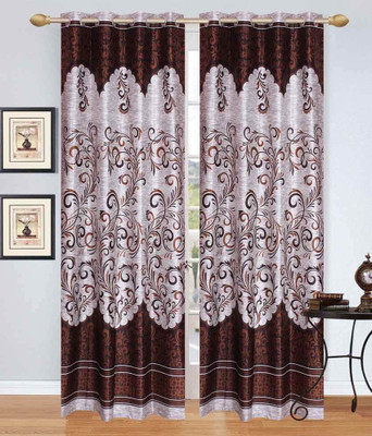 

Ville Style 214 cm (7 ft) Polyester Door Curtain (Pack Of 2)(Floral, Brown)
