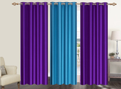 

Furnishing Zone 274 cm (9 ft) Polyester Long Door Curtain (Pack Of 3)(Plain, Purple, Blue), Blue;purple