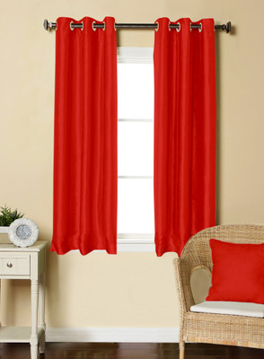 

Lushomes 152 cm (5 ft) Polyester Window Curtain (Pack Of 2)(Solid, Red)