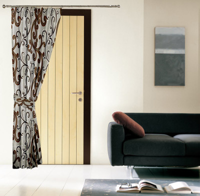 

Threadmix 212 cm (7 ft) Polyester Door Curtain Single Curtain(Abstract, Brown)