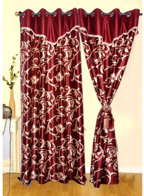 

JT International 213.36 cm (7 ft) Polyester Door Curtain Single Curtain(Solid, Red)