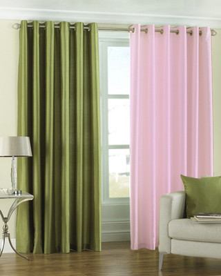 Homefab India 152.5 cm (5 ft) Polyester Semi Transparent Window Curtain (Pack Of 2)(Solid, Multicolor)