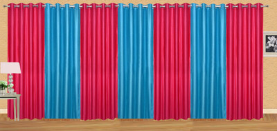 

Ville Style 153 cm (5 ft) Polyester Window Curtain (Pack Of 7)(Solid, Pink, Blue), Blue;pink