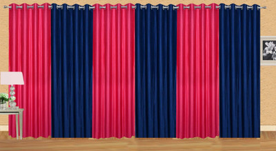 Ville Style 214 cm (7 ft) Polyester Door Curtain (Pack Of 6)(Solid, Pink, Purple)