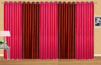 

Ville Style 275 cm (9 ft) Polyester Long Door Curtain (Pack Of 5)(Solid, Pink, Maroon), Maroon;pink