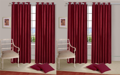 Jojo Designs 274 cm (9 ft) Polyester Long Door Curtain (Pack Of 4)(Plain, Maroon)