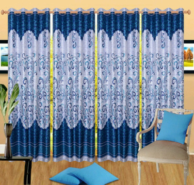 

Countingbeds 213 cm (7 ft) Polyester Door Curtain (Pack Of 4)(Printed, Blue)