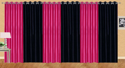 

Ville Style 214 cm (7 ft) Polyester Door Curtain (Pack Of 6)(Solid, Pink, Black), Black;pink