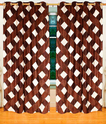 

Home Candy 212 cm (7 ft) Polyester Door Curtain (Pack Of 2)(Geometric, Brown)