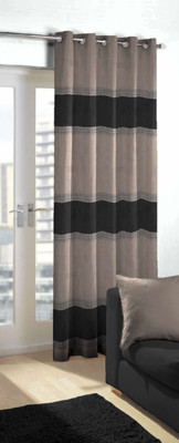 

Skipper 275 cm (9 ft) Blends Long Door Curtain Single Curtain(Geometric, Black-Brown)