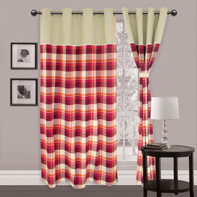 

Elan 210 cm (7 ft) Cotton Door Curtain Single Curtain(Geometric, Red)