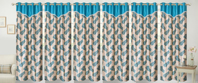 

Stella Creations 275 cm (9 ft) Polyester Long Door Curtain (Pack Of 6)(Printed, Light Blue)