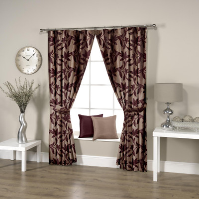 

Threadmix 152 cm (5 ft) Polyester Window Curtain (Pack Of 2)(Floral, Brown)
