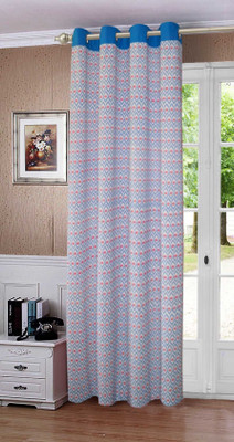 

Lushomes 228.6 cm (8 ft) Cotton Door Curtain Single Curtain(Printed, Blue)