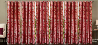 

Ville Style 275 cm (9 ft) Polyester Long Door Curtain (Pack Of 6)(Abstract, Maroon)
