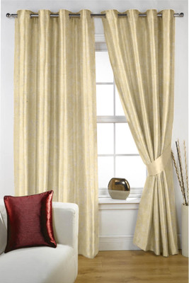 

Threadmix 152 cm (5 ft) Polycotton Window Curtain (Pack Of 2)(Floral, Beige)