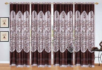 

Stella Creations 275 cm (9 ft) Polyester Long Door Curtain (Pack Of 4)(Printed, Brown)