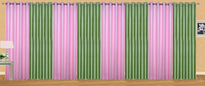 

Ville Style 275 cm (9 ft) Polyester Long Door Curtain (Pack Of 8)(Solid, Pink, Light Green), Light green;pink