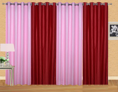 

Ville Style 153 cm (5 ft) Polyester Window Curtain (Pack Of 4)(Solid, Pink, Red)