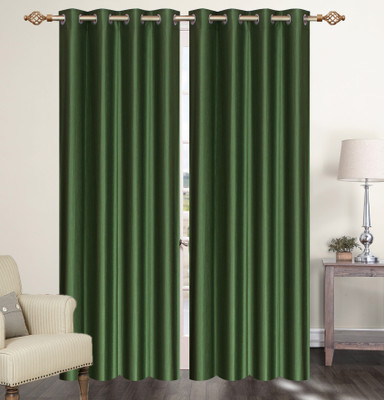 

Furnishing Zone 152 cm (5 ft) Polyester Window Curtain (Pack Of 2)(Plain, Green)