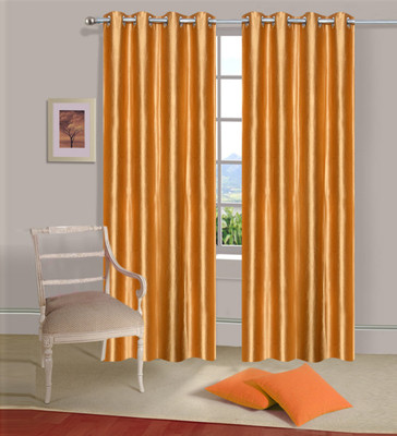 

Excel Bazaar 214 cm (7 ft) Polycotton Door Curtain (Pack Of 2)(Plain, Golden)