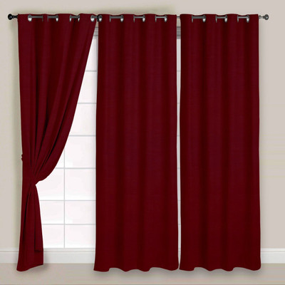 

Shivam Concepts 213 cm (7 ft) Polyester Door Curtain (Pack Of 3)(Plain, Red)