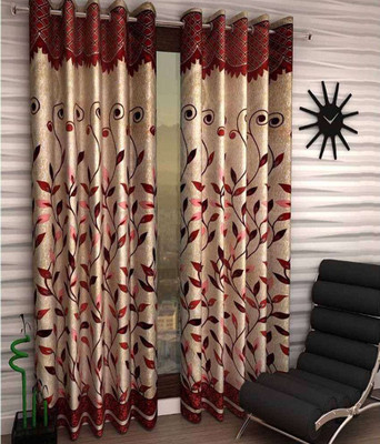 

Panipat Textile Hub 213 cm (7 ft) Polyester Door Curtain (Pack Of 2)(Floral, Maroon)