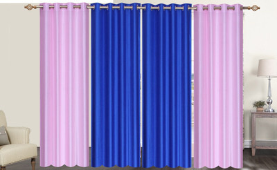 

Furnishing Zone 152 cm (5 ft) Polyester Window Curtain (Pack Of 4)(Plain, Pink, Blue), Blue;pink