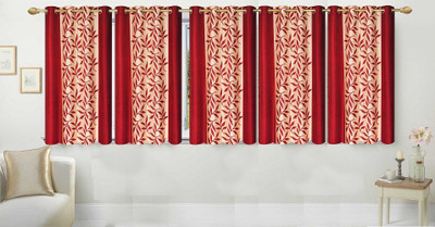 

Ville Style 153 cm (5 ft) Polyester Window Curtain (Pack Of 5)(Floral, Maroon)