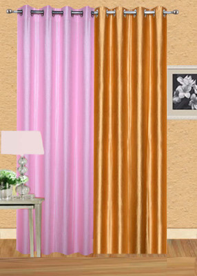 

Ville Style 214 cm (7 ft) Polyester Door Curtain (Pack Of 2)(Solid, Pink, Gold), Gold;pink