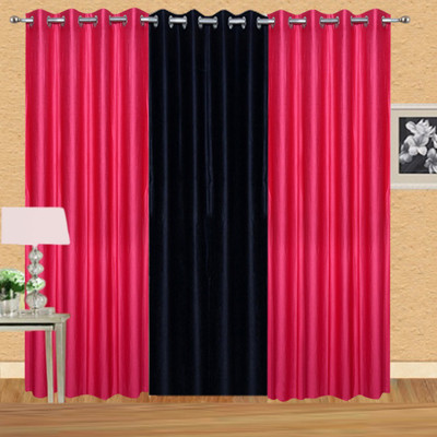 

Excel Bazaar 275 cm (9 ft) Polyester Long Door Curtain (Pack Of 3)(Solid, Magenta, Black)