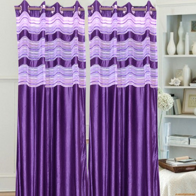 

JT International 213.36 cm (7 ft) Polyester Door Curtain (Pack Of 2)(Floral, Purple)