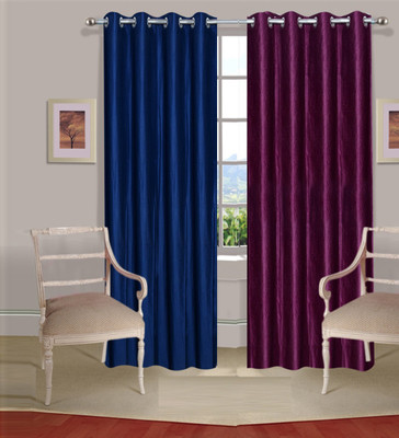 

Excel Bazaar 275 cm (9 ft) Polyester Long Door Curtain (Pack Of 2)(Solid, Neavy Blue, Wine)