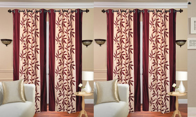 

Excel Bazaar 220 cm (7 ft) Polycotton Door Curtain (Pack Of 4)(Floral, Maroon)