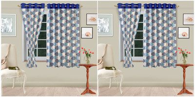 

Cortina 150 cm (5 ft) Polyester Window Curtain (Pack Of 4)(Floral, Blue)