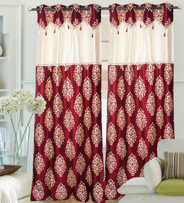 70% OFF on Decor Vatika Polyester Door Curtain 214 cm (6.9ft) Pack of 2(Abstract Maroon)