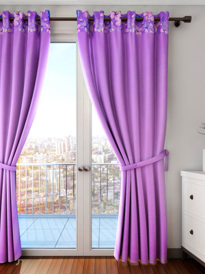 

Swayam 274.32 cm (9 ft) Silk Long Door Curtain Single Curtain(Floral, Purple)