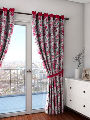 

Swayam 228.6 cm (8 ft) Cotton Door Curtain Single Curtain(Floral, Pink, White, Green), Green;pink;white