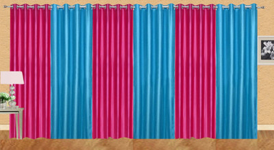 

Ville Style 214 cm (7 ft) Polyester Door Curtain (Pack Of 6)(Solid, Pink, Light Blue), Light blue;pink