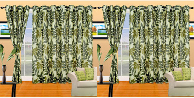 

Cortina 210 cm (7 ft) Polyester Door Curtain (Pack Of 4)(Floral, Green)
