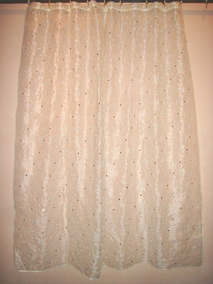 

Little Home 220 cm (7 ft) Polyester Window & Door Curtain (Pack Of 2)(Embroidered, White, Brown), Brown;white