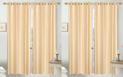 Shopgalore 210 cm (7 ft) Polyester Door Curtain (Pack Of 4)(Plain, Cream)