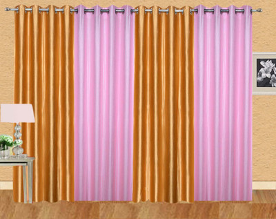 

Ville Style 214 cm (7 ft) Polyester Door Curtain (Pack Of 4)(Solid, Gold, Pink)