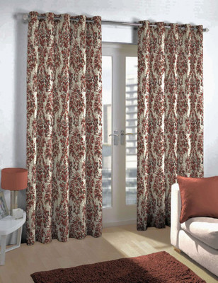 

Skipper 275 cm (9 ft) Blends Long Door Curtain Single Curtain(Motif, Grey)