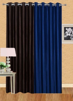 Stella Creations 214 cm (7 ft) Polyester Room Darkening Door Curtain (Pack Of 2)(Solid, Brown, Blue)