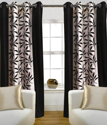 

Jojo Designs 274 cm (9 ft) Polyester Long Door Curtain (Pack Of 2)(Floral, Black)
