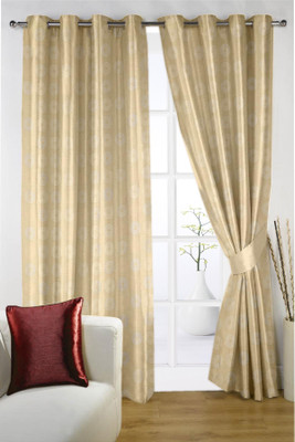 

Threadmix 213 cm (7 ft) Polycotton Window & Door Curtain Single Curtain(Geometric, Beige)