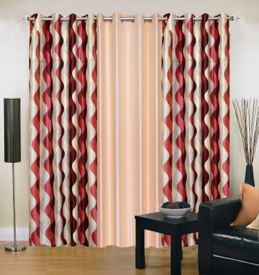

Ville Style 214 cm (7 ft) Polyester Door Curtain (Pack Of 3)(Abstract, Maroon, Beige), Beige;maroon