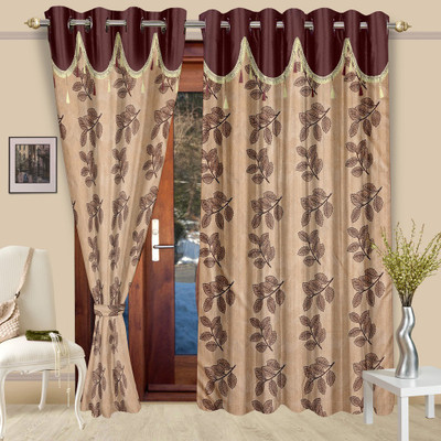 

Cortina 270 cm (9 ft) Polyester Long Door Curtain (Pack Of 2)(Floral, Brown)