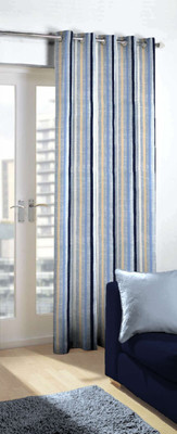 

Skipper 244 cm (8 ft) Blends Door Curtain Single Curtain(Striped, Navy Blue)